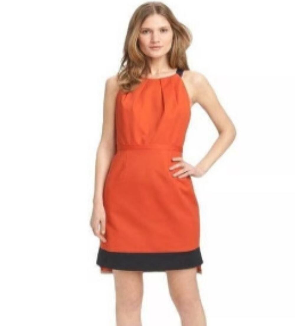 T Tahari Color Block Sleeveless Sheath Dress Size 8 Orange Multi
